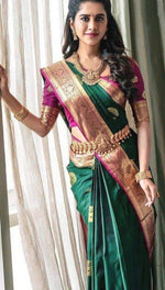 Amazing Green Color Silk Fabric Designer Saree