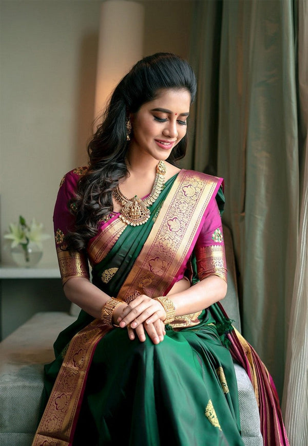 Amazing Green Color Silk Fabric Designer Saree