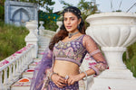 Dazzling Purple Color Net Fabric Wedding Lehenga