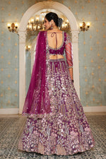 Dazzling Wine Color Net Fabric Wedding Lehenga