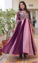 Striking Purple Color Georgette Fabric Gown