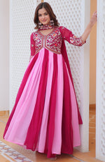 Striking Pink Color Georgette Fabric Gown