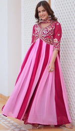 Striking Pink Color Georgette Fabric Gown