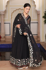 Dazzling Black Color Georgette Fabric Designer Suit