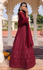 Dazzling Maroon Color Georgette Fabric Designer Suit