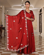 Dazzling Maroon Color Silk Fabric Designer Suit