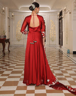 Dazzling Maroon Color Silk Fabric Designer Suit