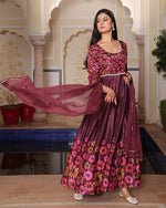 Dazzling Maroon Color Silk Fabric Designer Suit