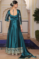 Dazzling Blue Color Silk Fabric Designer Suit