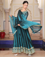 Dazzling Blue Color Silk Fabric Designer Suit