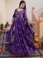 Dazzling Purple Color Silk Fabric Designer Suit