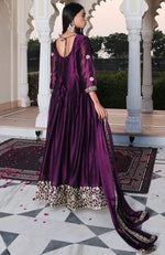 Dazzling Wine Color Silk Fabric Designer Suit