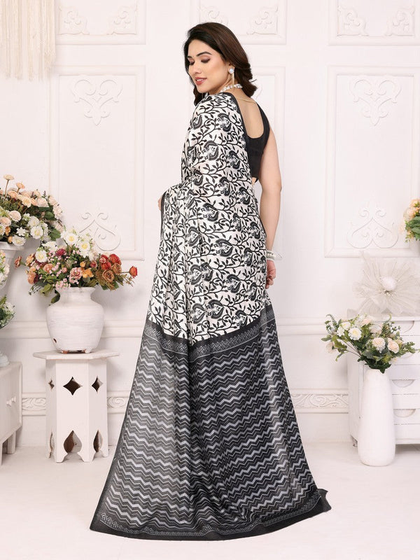 Beauteous Black Color Khadi Fabric Casual Saree