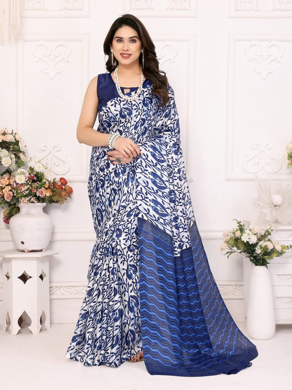 Beauteous Blue Color Khadi Fabric Casual Saree