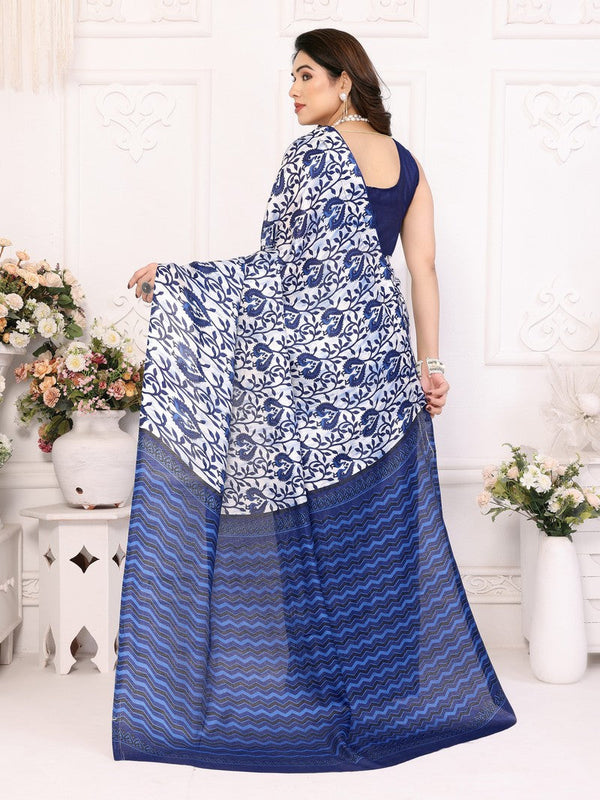 Beauteous Blue Color Khadi Fabric Casual Saree