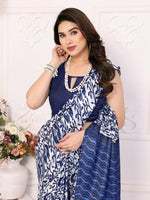 Beauteous Blue Color Khadi Fabric Casual Saree