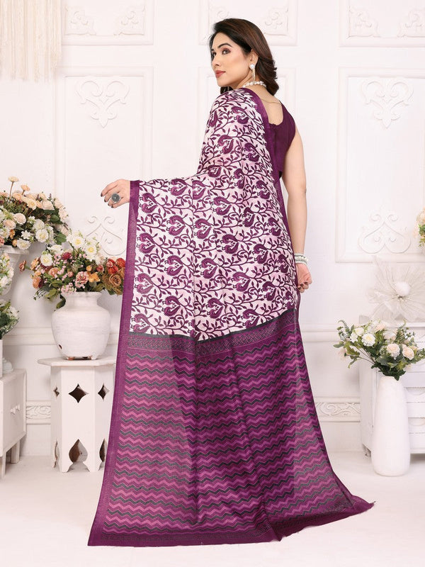 Beauteous Purple Color Khadi Fabric Casual Saree