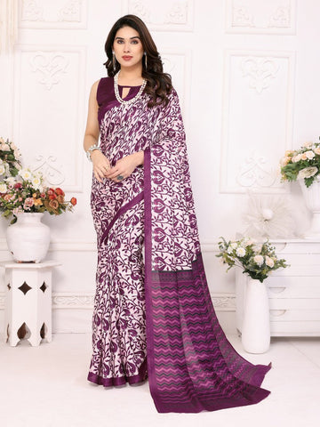 Beauteous Purple Color Khadi Fabric Casual Saree