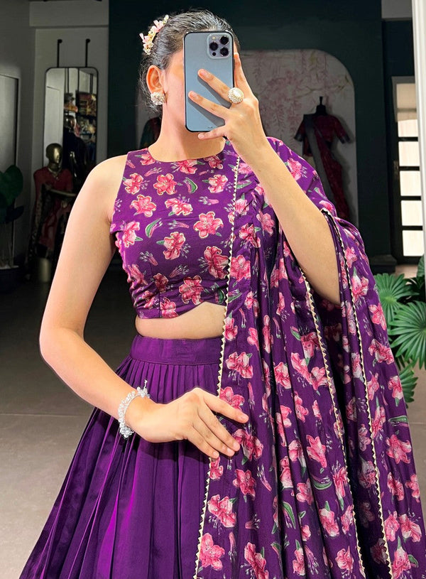 Amazing Purple Color Georgette Fabric Designer Lehenga