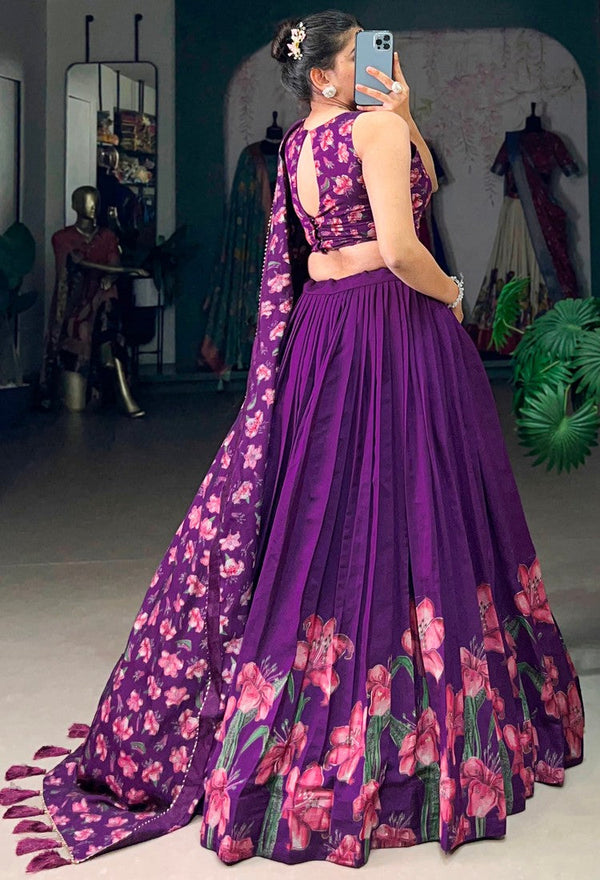 Amazing Purple Color Georgette Fabric Designer Lehenga