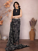 Lovely Black Color Georgette Fabric Casual Saree