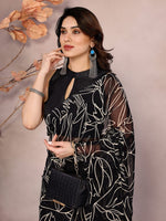 Lovely Black Color Georgette Fabric Casual Saree