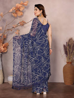 Lovely Blue Color Georgette Fabric Casual Saree