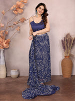 Lovely Blue Color Georgette Fabric Casual Saree