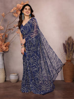 Lovely Blue Color Georgette Fabric Casual Saree