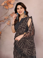 Lovely Brown Color Georgette Fabric Casual Saree