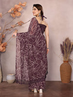 Lovely Wine Color Georgette Fabric Casual Saree