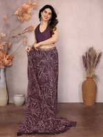 Lovely Wine Color Georgette Fabric Casual Saree