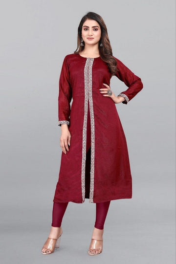 Amazing Maroon Color Georgette Fabric Designer Kurti