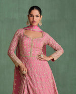 Tasteful Pink Color Georgette Fabric Gown