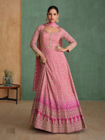 Tasteful Pink Color Georgette Fabric Gown