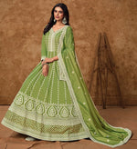 Tasteful Green Color Silk Fabric Gown