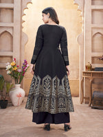 Striking Black Color Silk Fabric Plazzo Suit