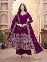 Striking Voilet Color Silk Fabric Plazzo Suit