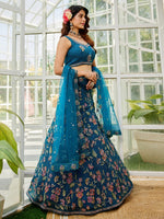 Amazing Teal Color Net Fabric Party Wear Lehenga