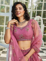 Amazing Pink Color Net Fabric Party Wear Lehenga