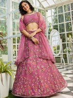 Amazing Pink Color Net Fabric Party Wear Lehenga