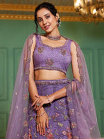 Amazing Purple Color Net Fabric Party Wear Lehenga