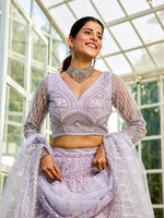 Amazing Purple Color Net Fabric Party Wear Lehenga