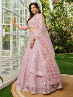 Amazing Pink Color Net Fabric Party Wear Lehenga