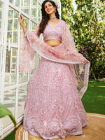 Amazing Pink Color Net Fabric Party Wear Lehenga