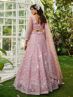 Amazing Pink Color Net Fabric Party Wear Lehenga