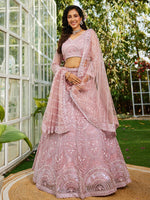 Amazing Pink Color Net Fabric Party Wear Lehenga