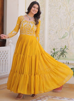 Beautiful Yellow Color Georgette Fabric Gown