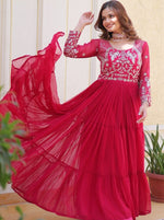 Beautiful Pink Color Georgette Fabric Gown