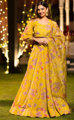 Amazing Yellow Color Chinon Fabric Designer Lehenga